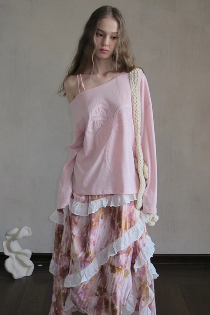 Sequin Embroidery Off-Shoulder Set-Up