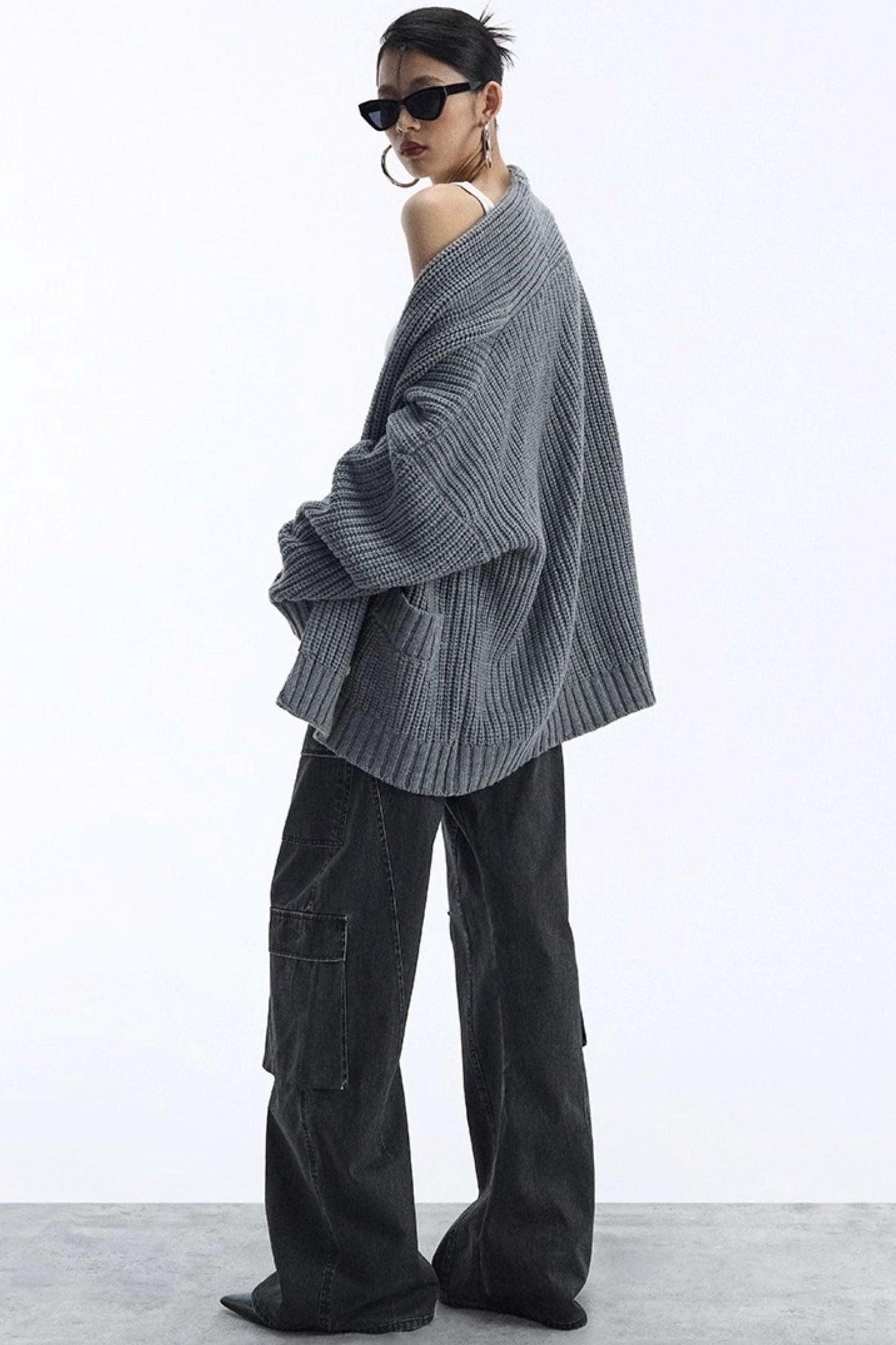 Lazy Style Large Pocket Knitted Cardigan
