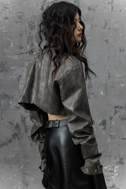 Vintage Distressed Punk Leather Jacket