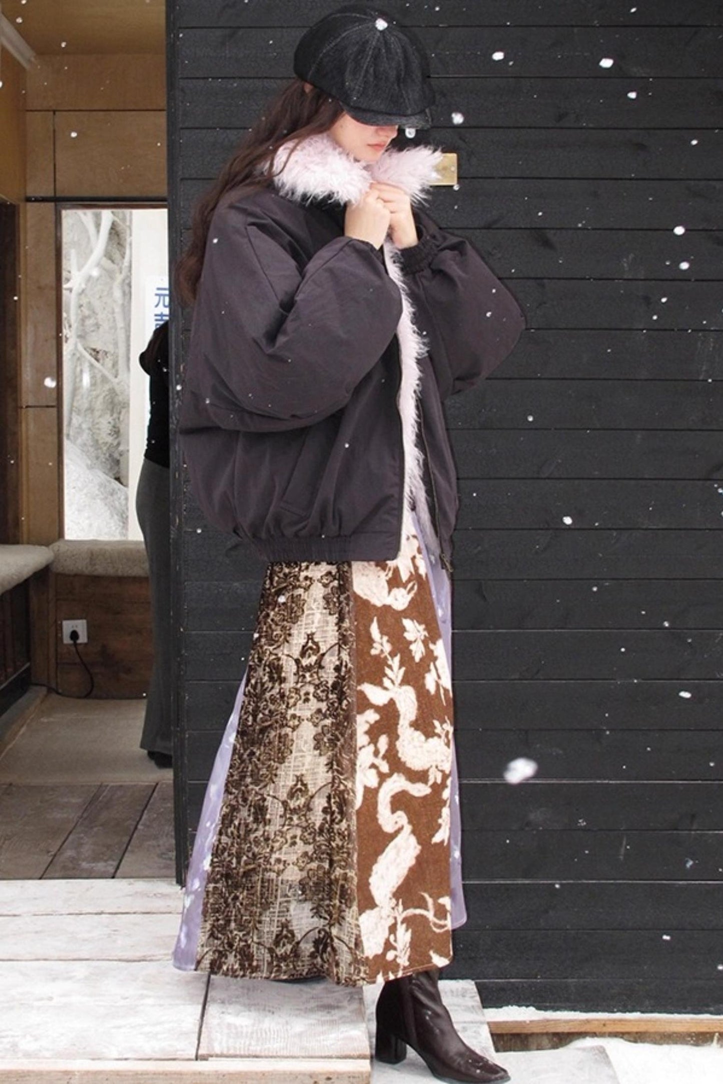 Retro Jacquard Taro Purple Skirt