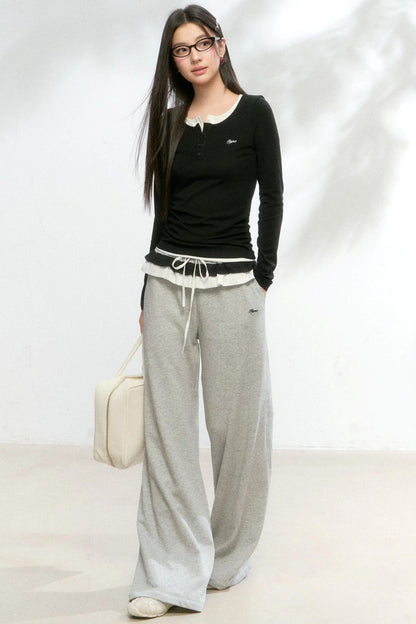 Basic Fake Two-Breasted Base Layer Top