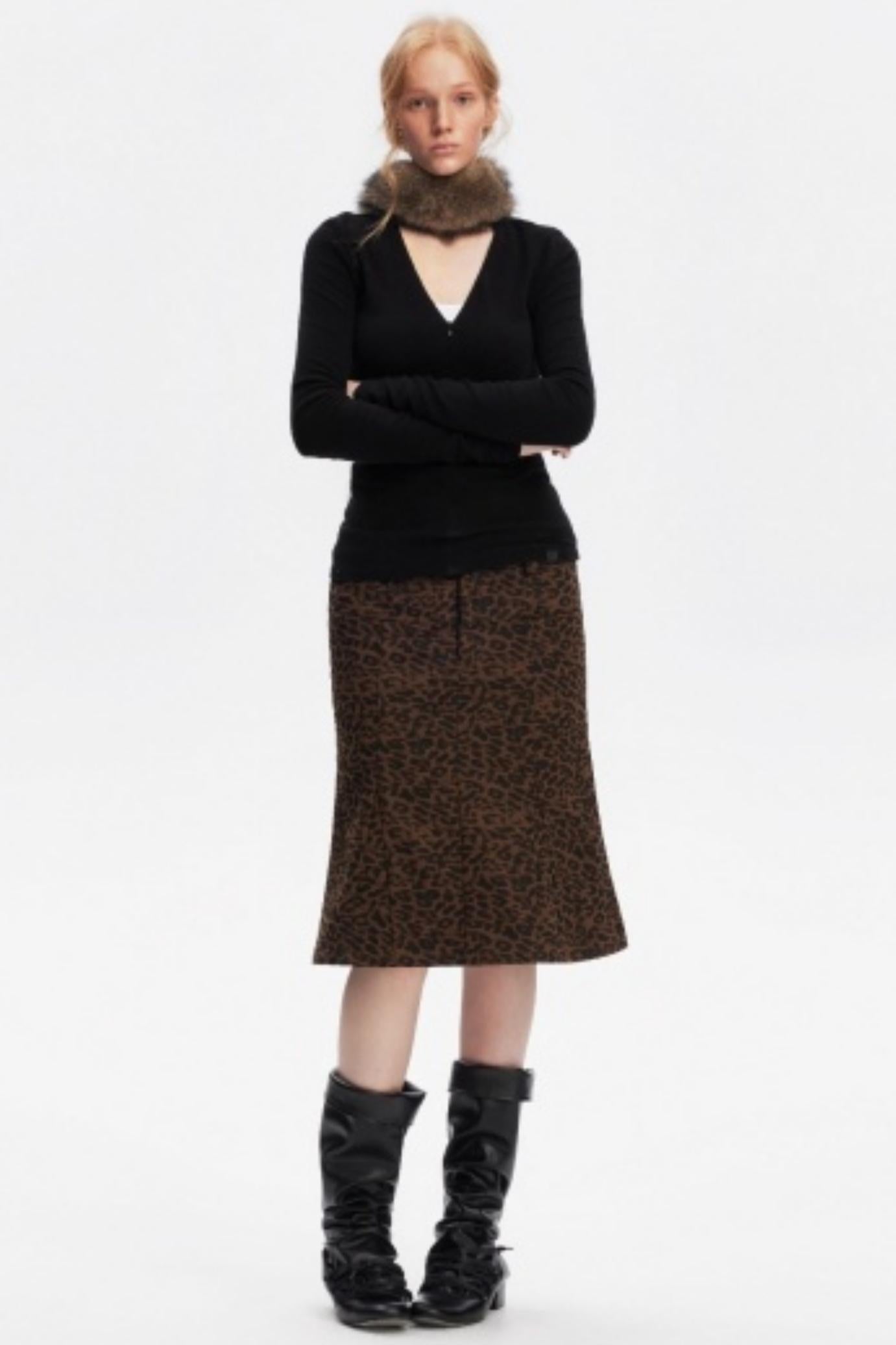 Leopard Print Fishtail Skirt