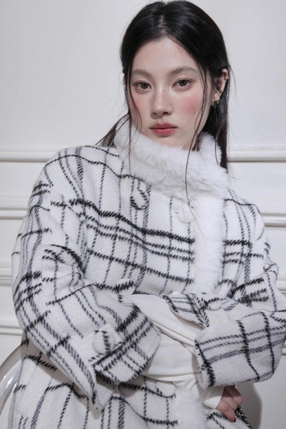 Checkered Woolen Plaid Dress Set-Up