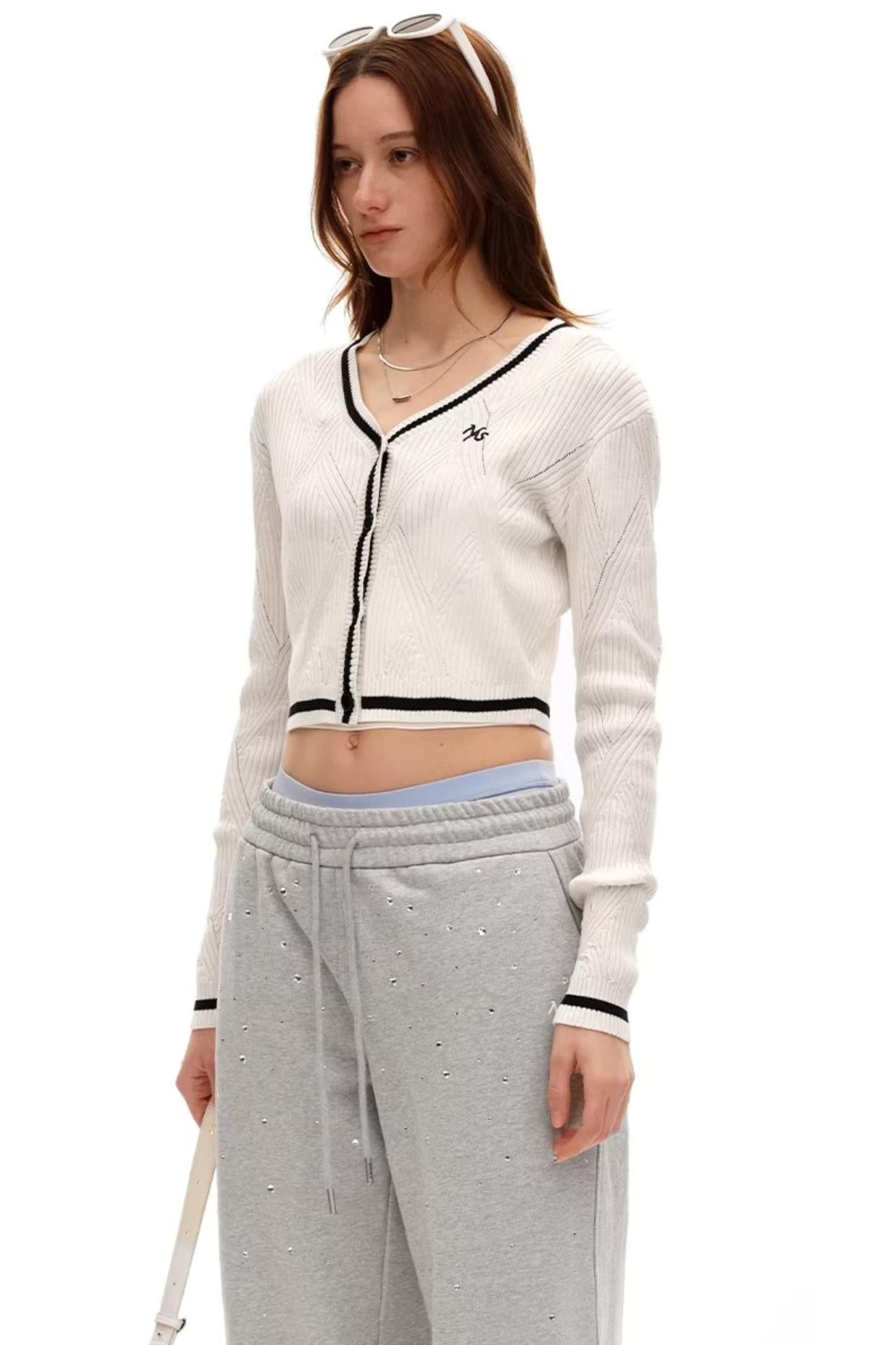 Versailles Wool Argyle Cardigan Top