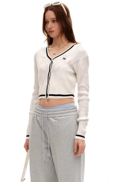 Versailles Wool Argyle Cardigan Top
