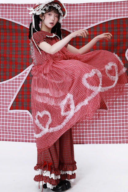 Retro Plaid Mesh Dress