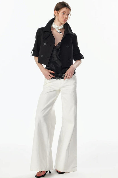 Cropped Convertible Collar Top