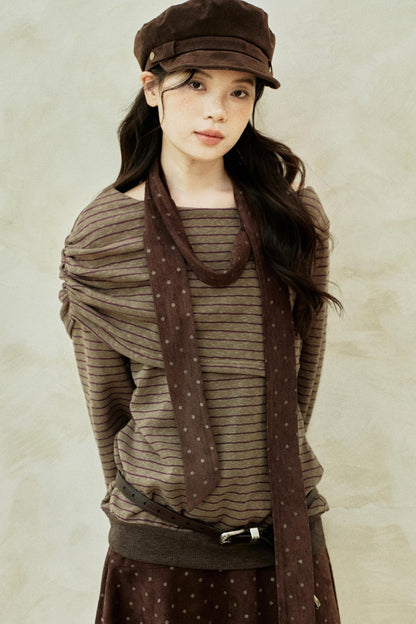 Retro Striped Off-Shoulder Top