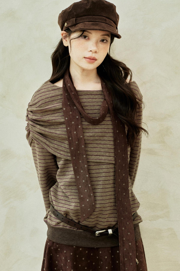 Retro Striped Off-Shoulder Top