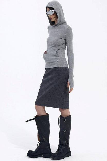 Gray Hooded Winter Sweater