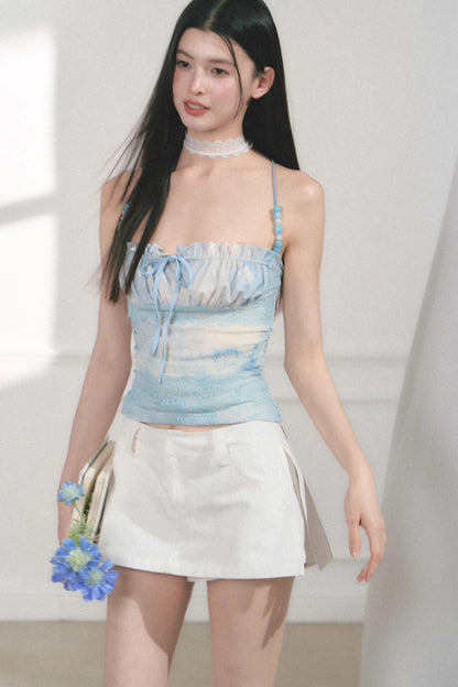 Summer Beaded Lace Waist Top