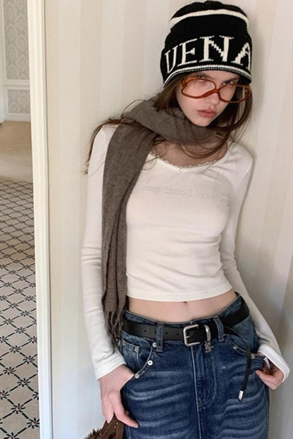 Pearl Rhinestone Wool Top