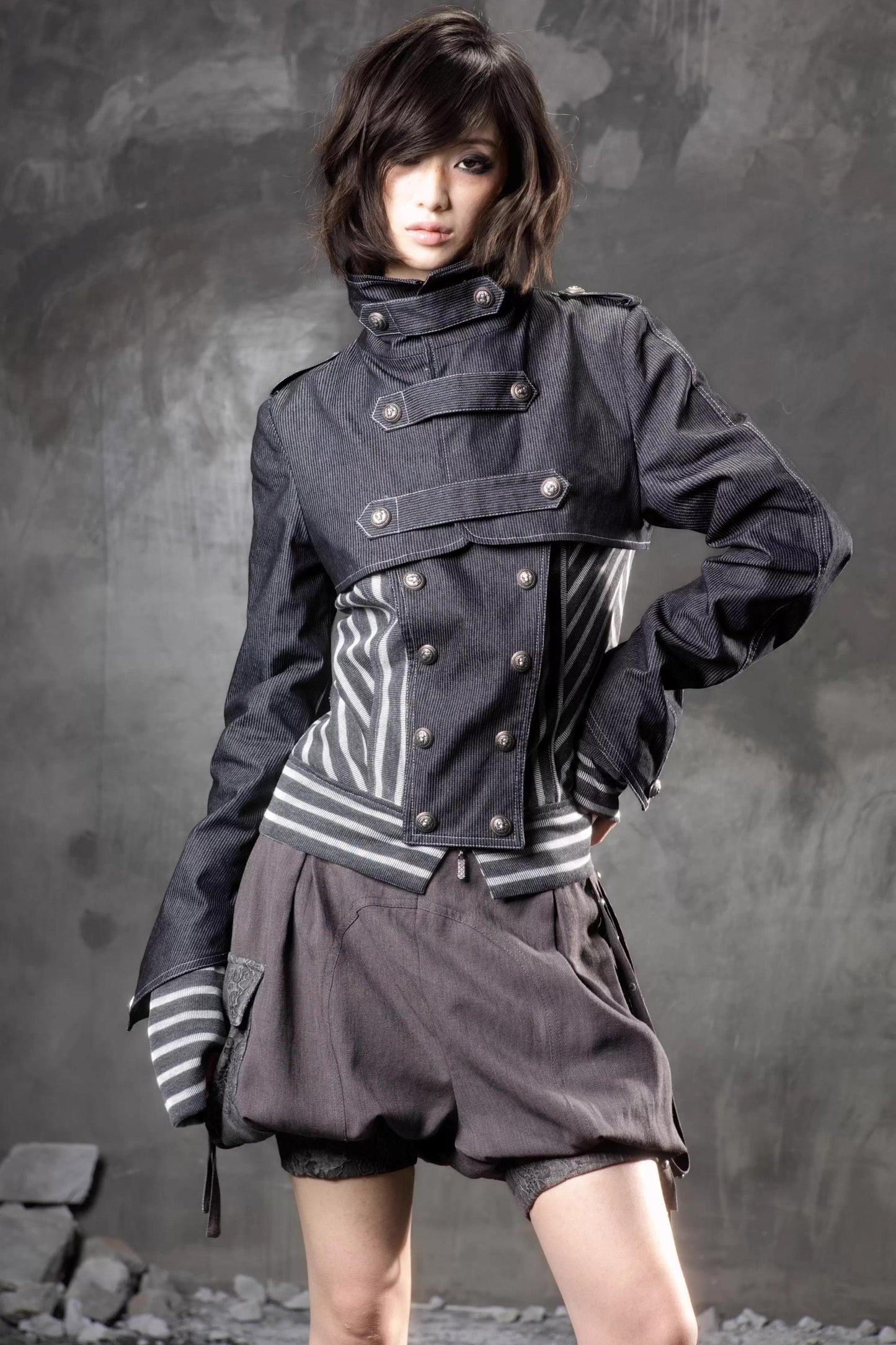 Denim Patchwork Striped Jacket