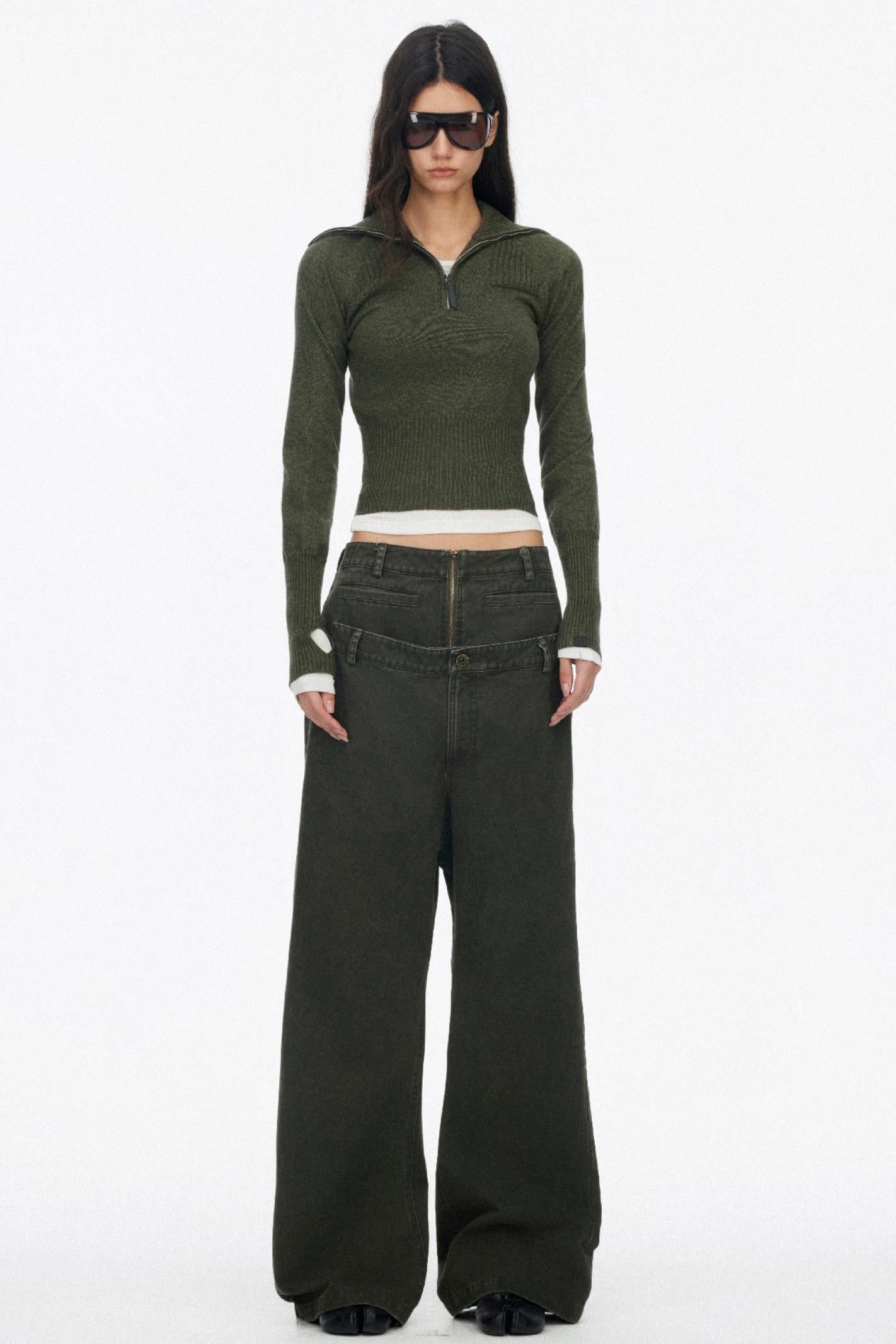 Half-High Collar Knit Top