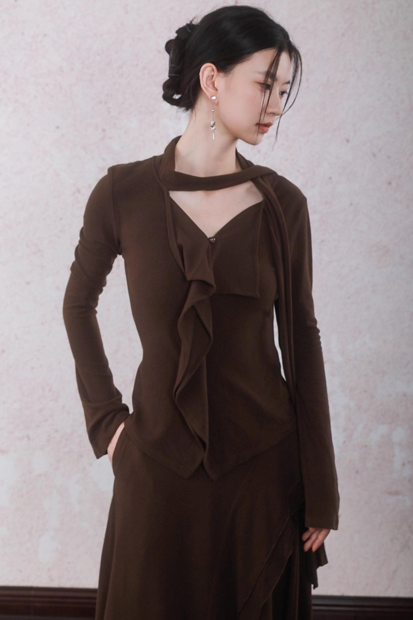 Design Streamer Knitted Top Skirt Set