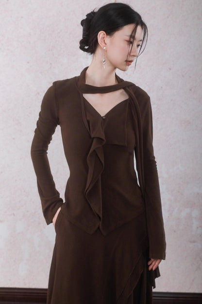 Design Streamer Knitted Top Skirt Set