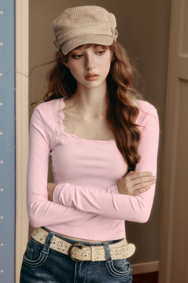 Long Sleeve Lace T-Shirt