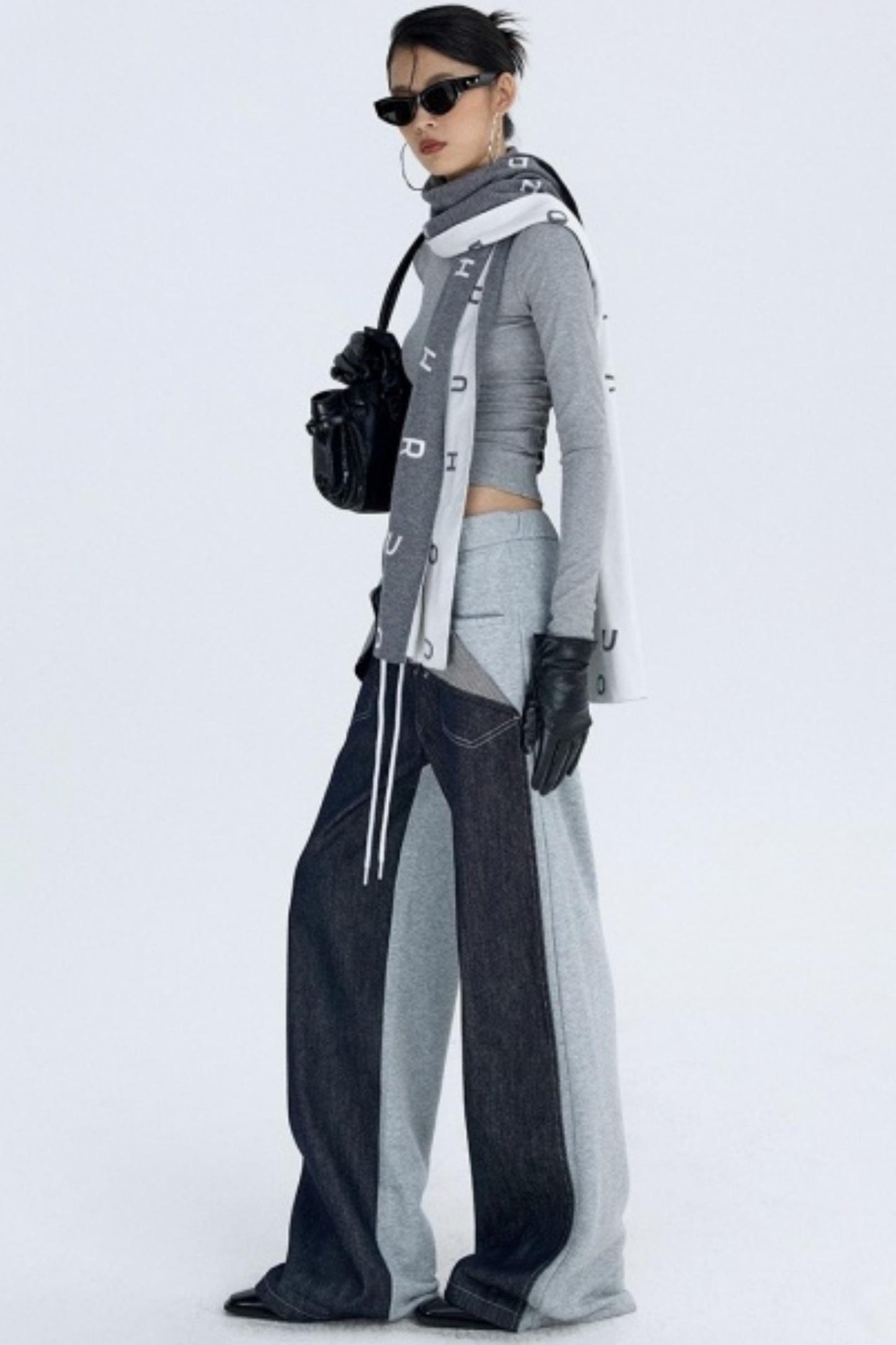 Color-Blocked Denim Sweatpants