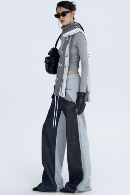 Color-Blocked Denim Sweatpants