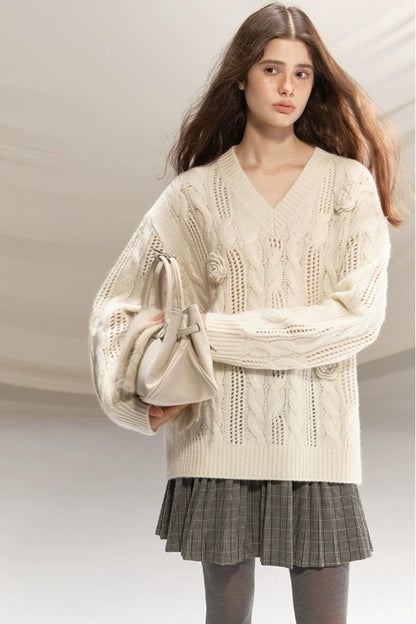 Raccoon Wool Crochet Sweater