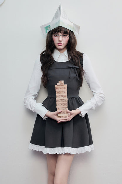 Spring Lace Bow Waist Tank Dress