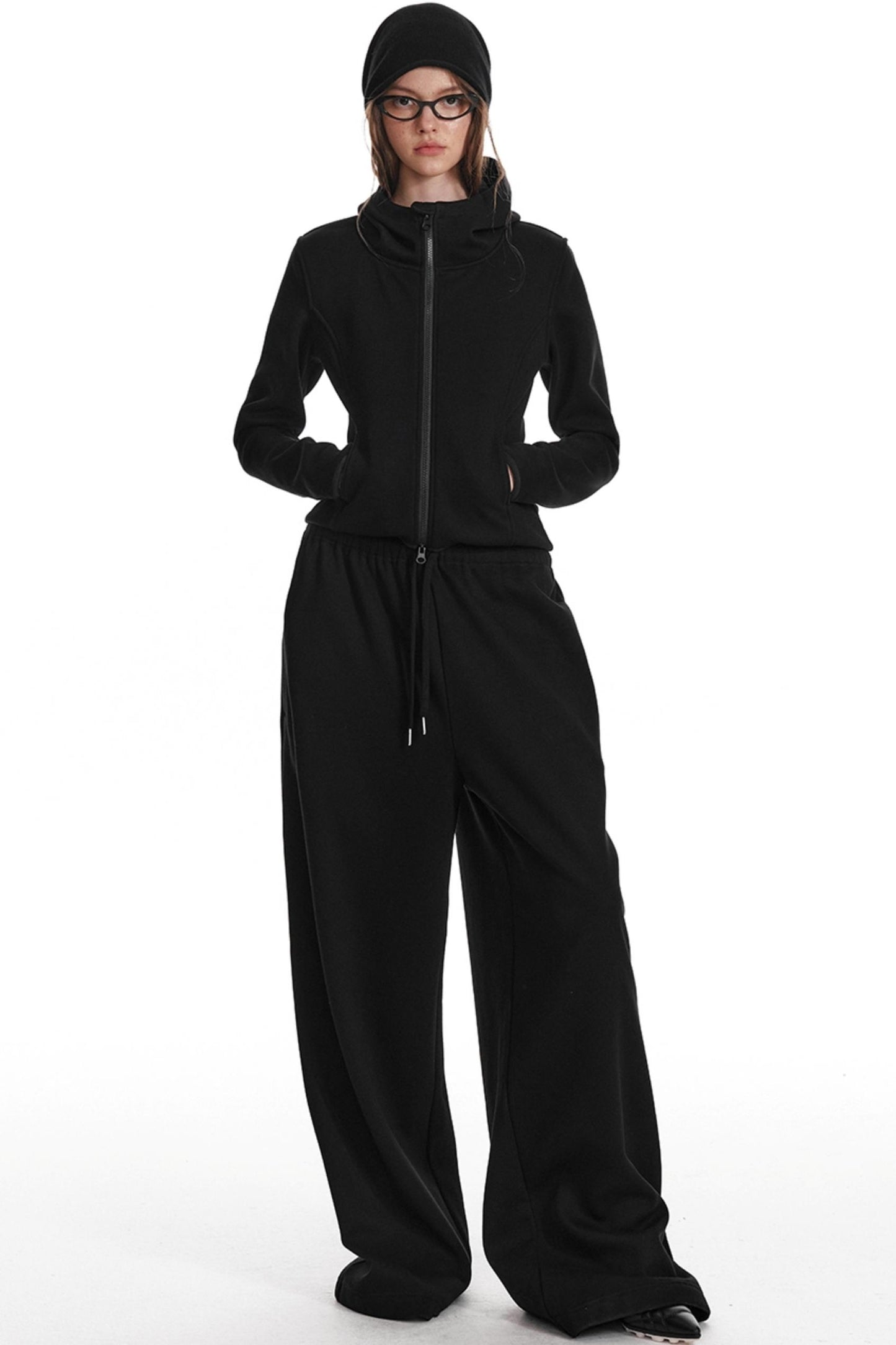 Fleece Hooded Sweatshirt And Pants Set-Up