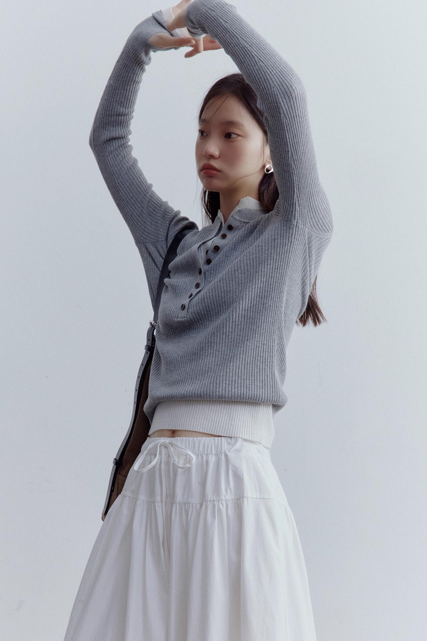 Pure Cotton Layered Shirring Skirt