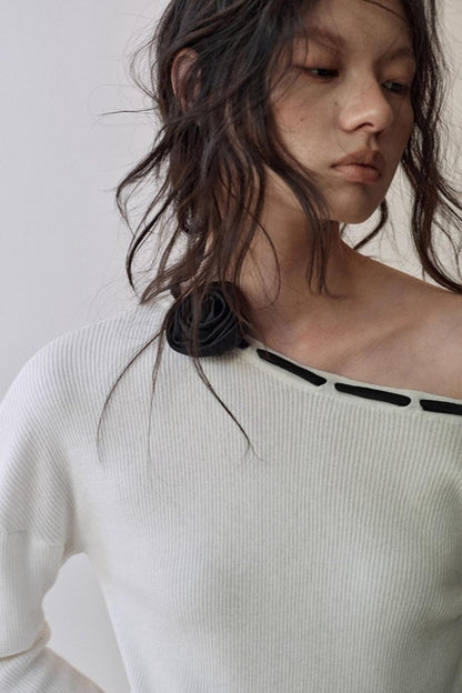 Rose Cross-Collar Knitwear