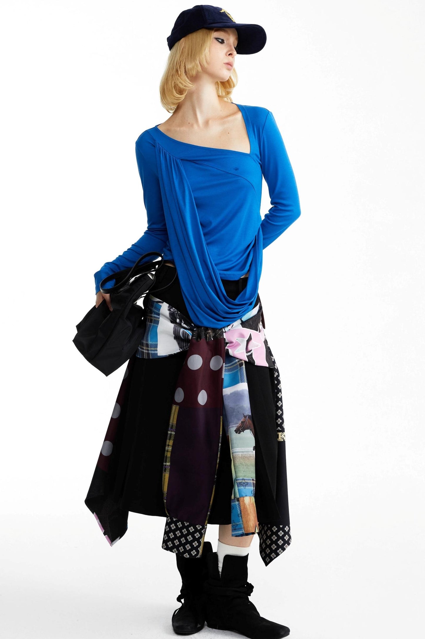 Street Print Deconstructed Stitched Skirt