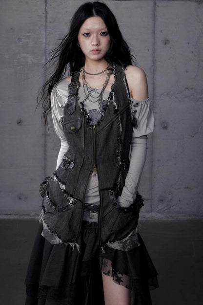 Workwear Waist Denim Vest