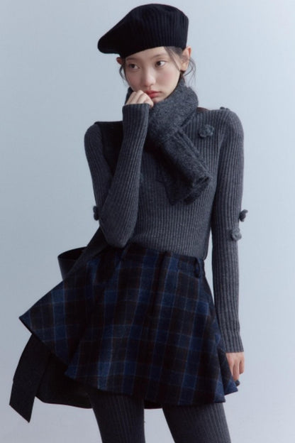 Scottish Plaid A-Hem Woolen Skirt