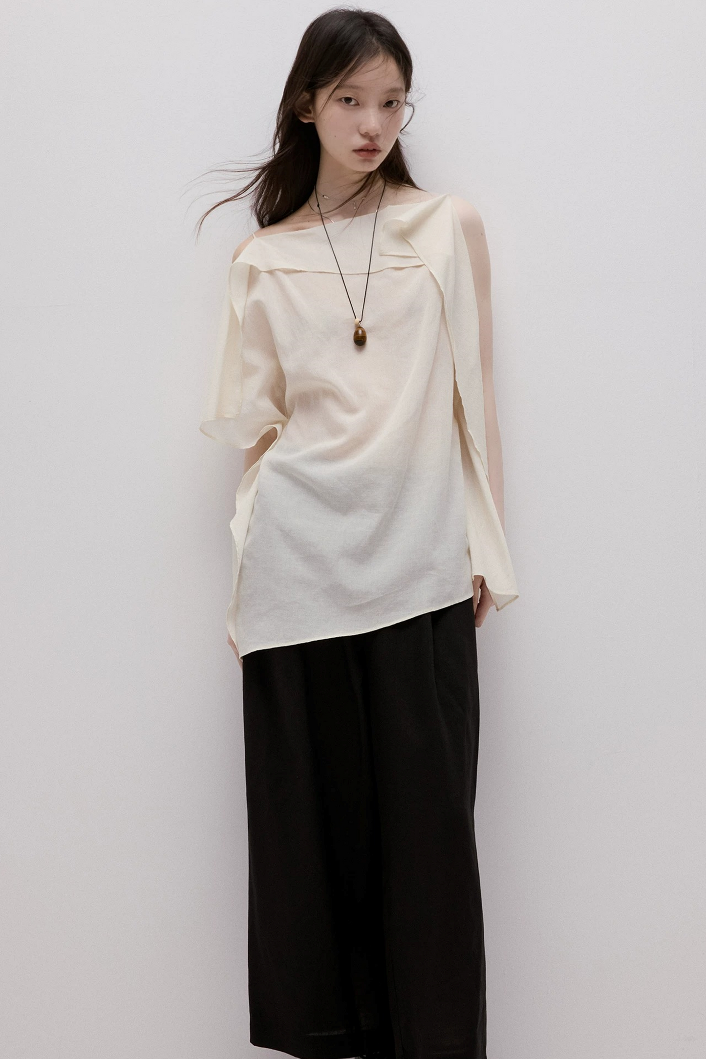 Imitation Linen Black Cropped Pants