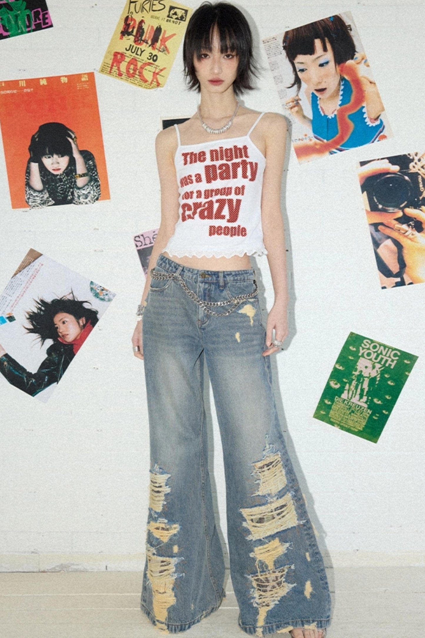 Ripped Wide-Leg Jeans