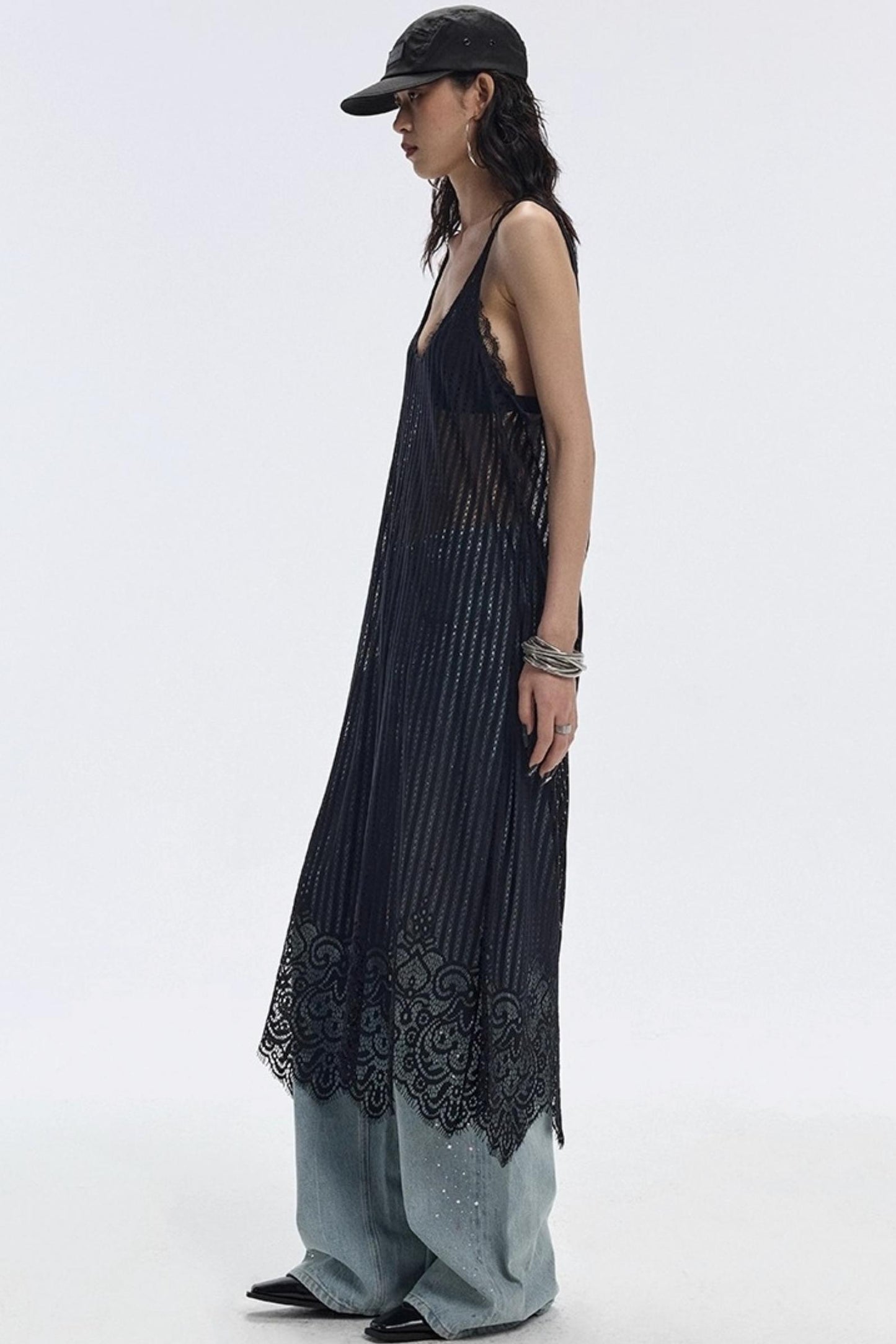 Lace Hem Layered Dress