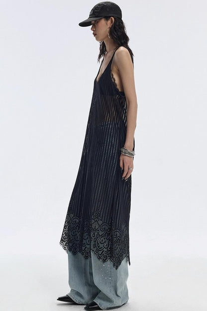 Lace Hem Layered Dress