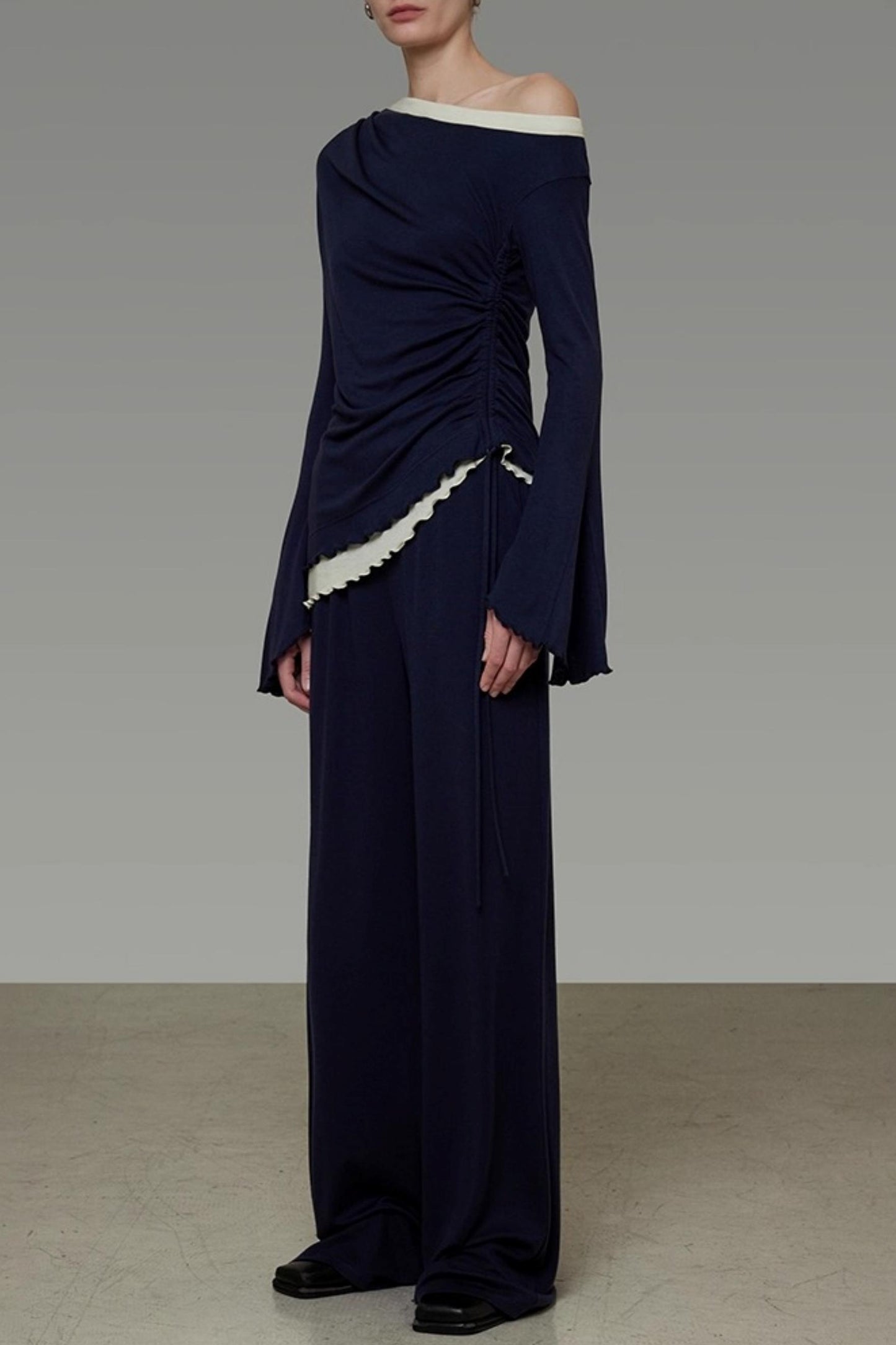 Autumn Shoulder Knit Slacks Skirt Set-Up