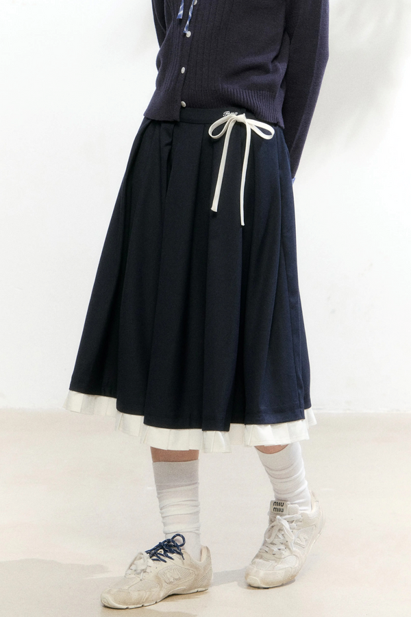 Knit Contrasting Sweater Skirt Set-Up