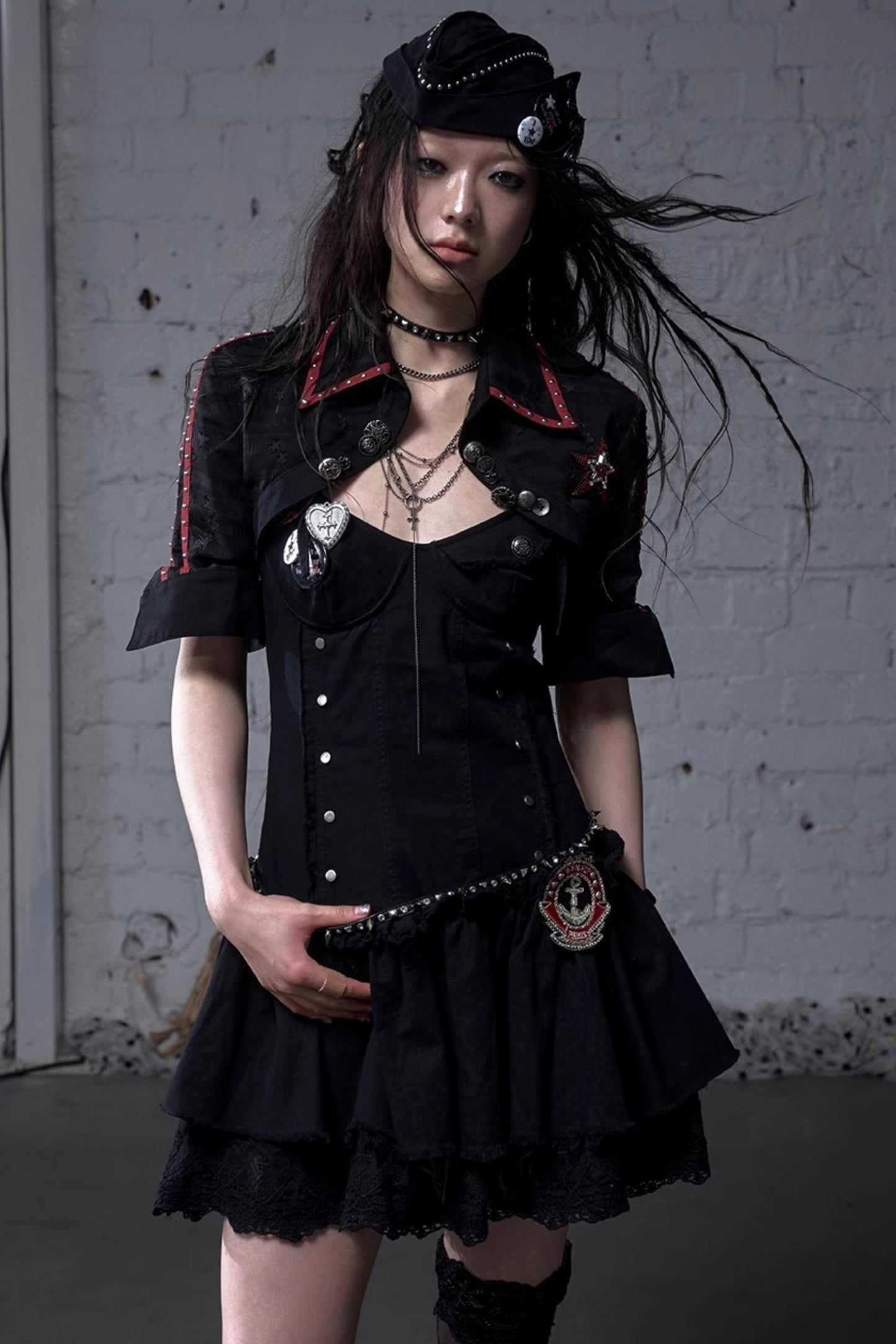 White-Black Sailor Hat