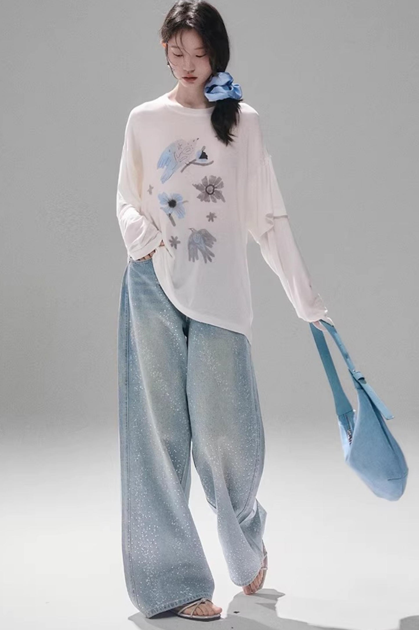 Bird and Floral Tencel Blouse