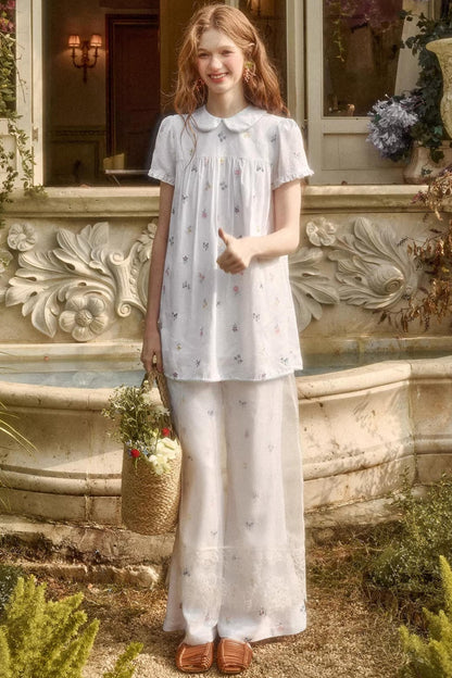 Milky Way Embroidery Linen Shirt Set-Up