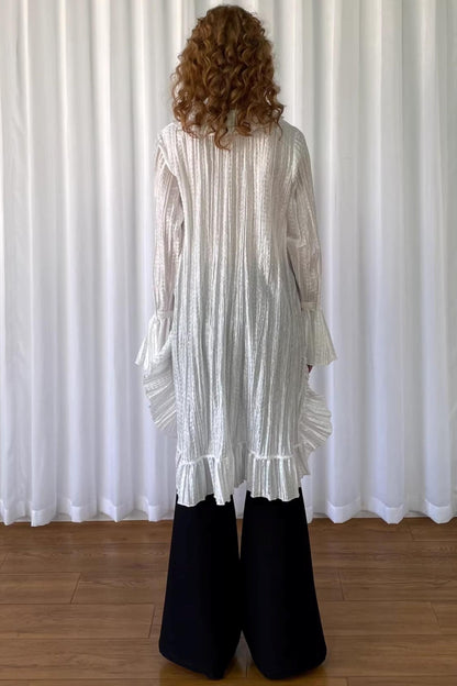 White Lace Ruffled Shirt