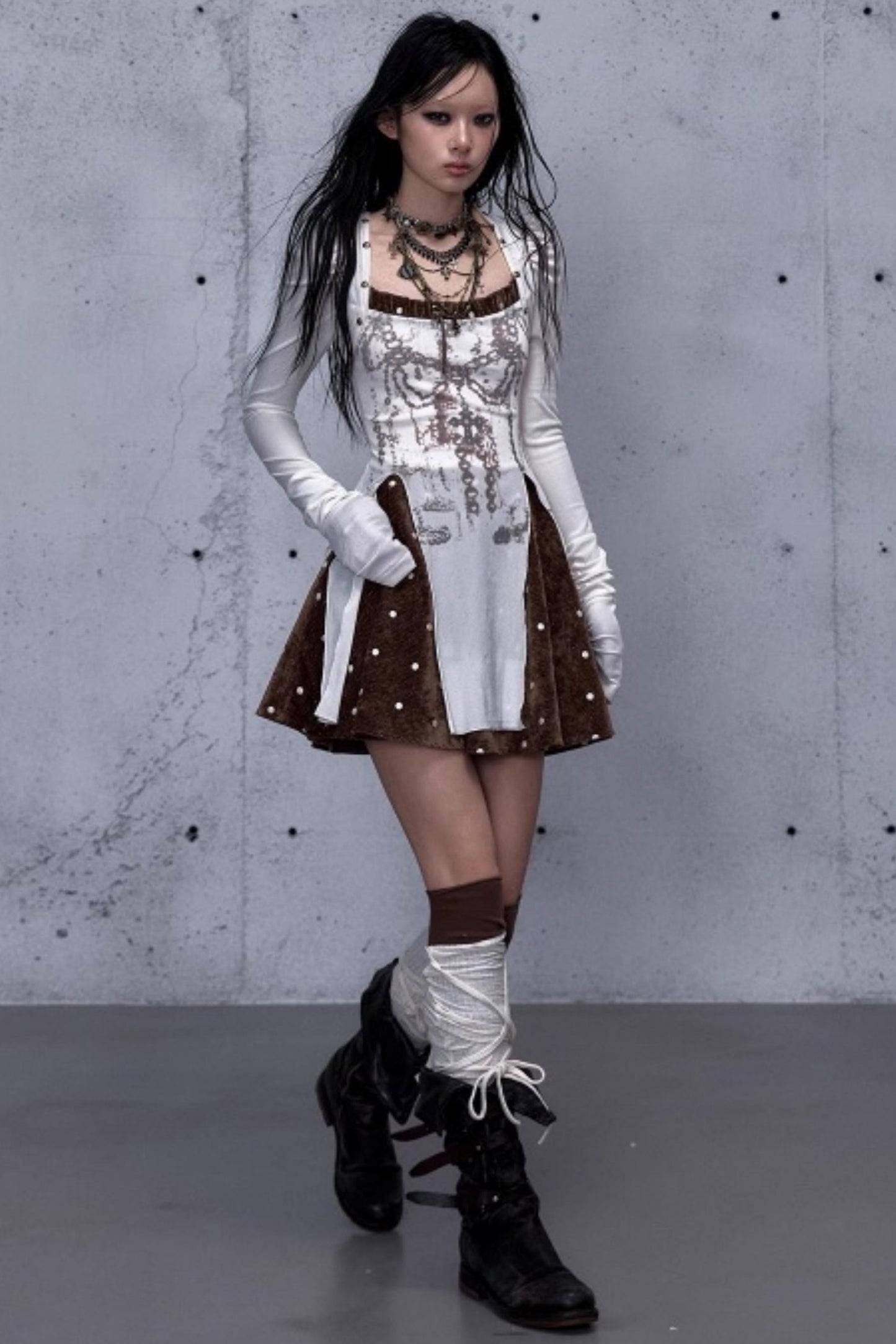 Baroque Velvet Plaid Dress