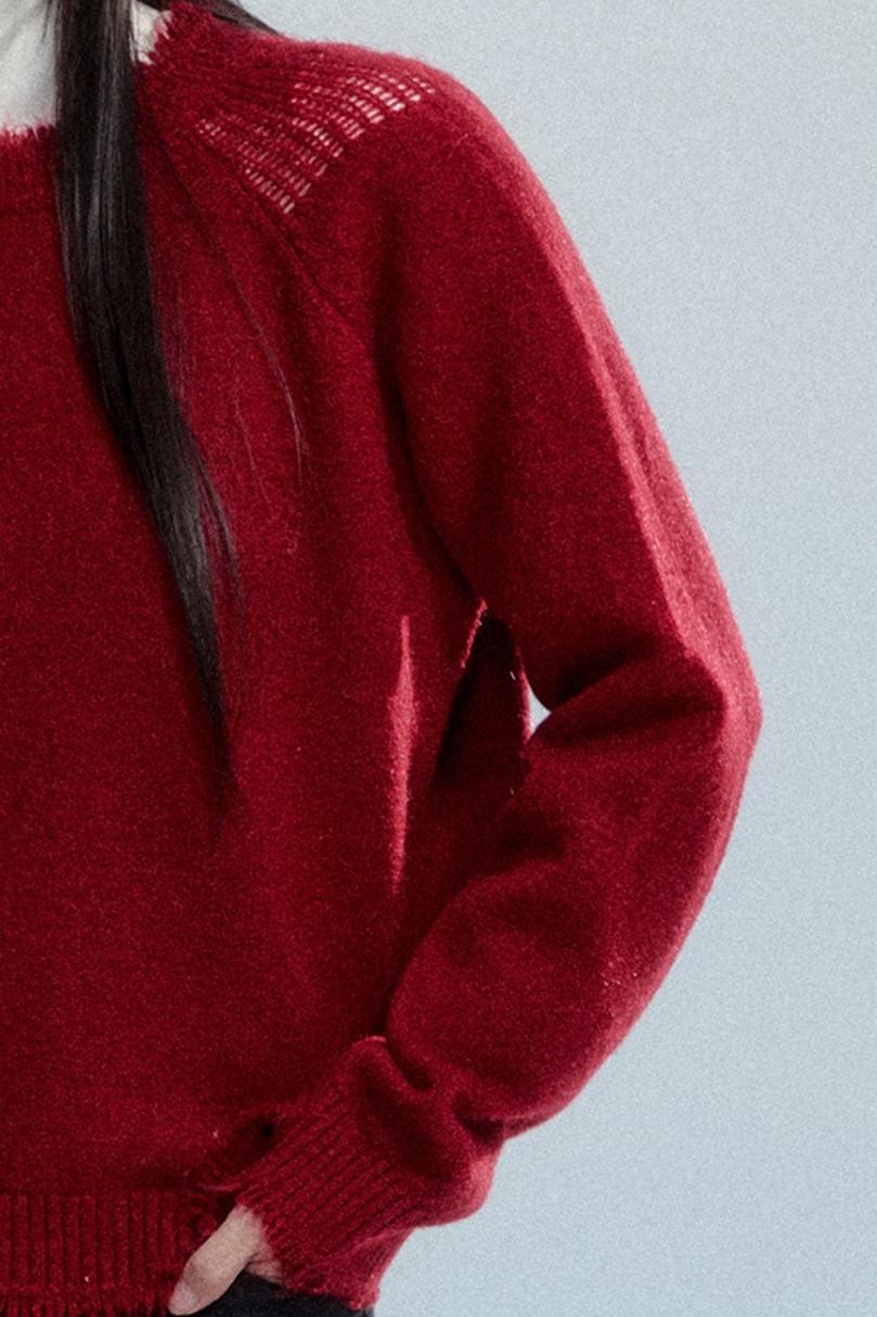 Fringed Raw Edge Knit Top