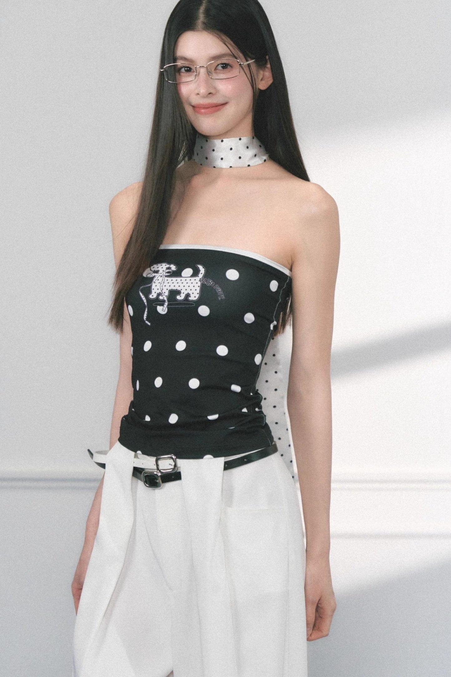 Original Puppy Print Fitted Top