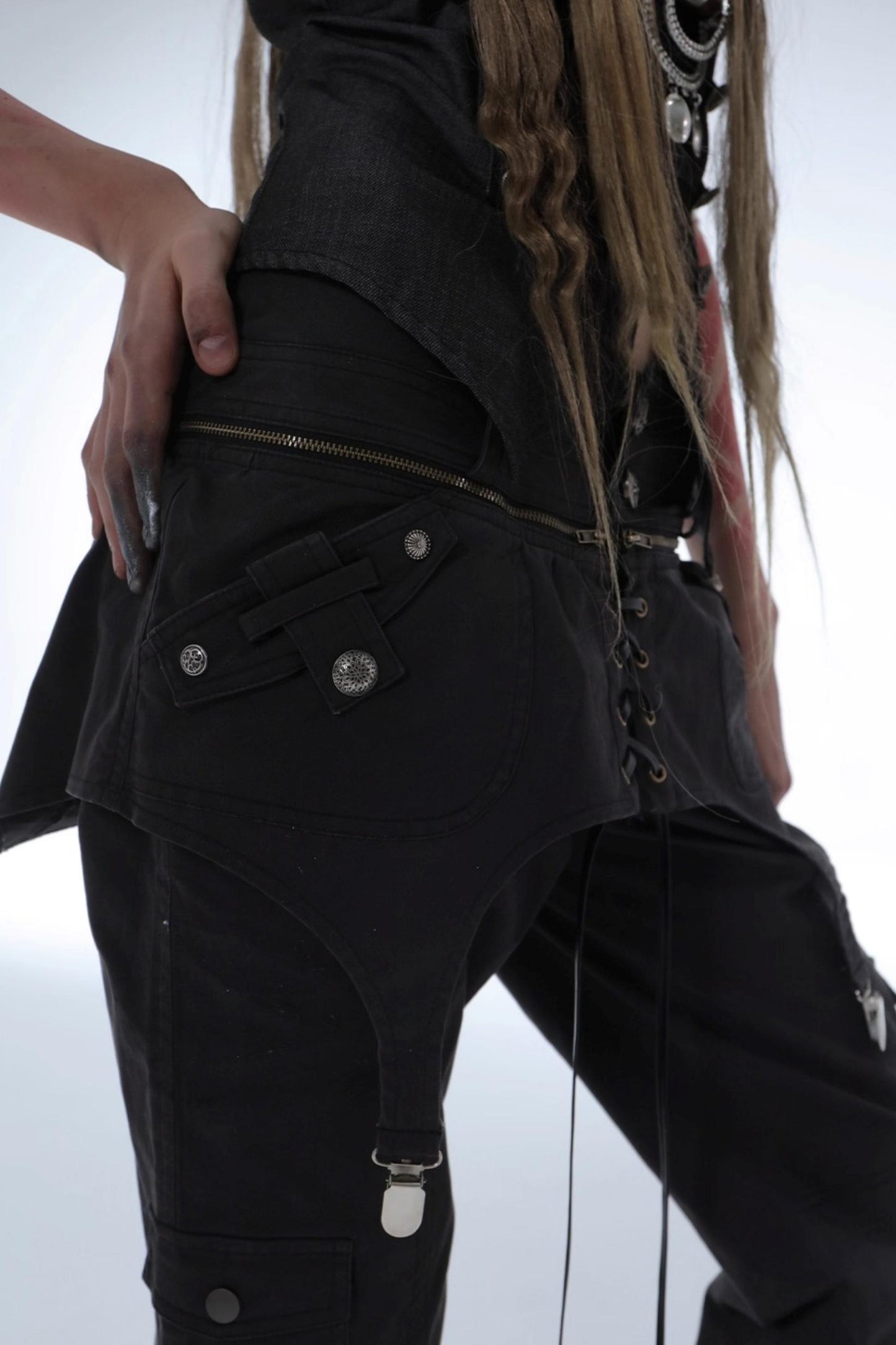 Layered Distressed Straight Cargo Pants