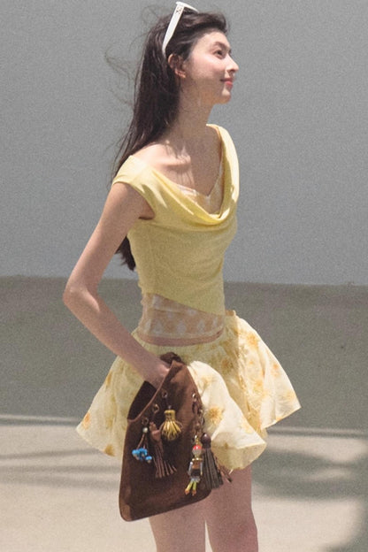 Embroidered Lyocell Puffy A-Line Skirt