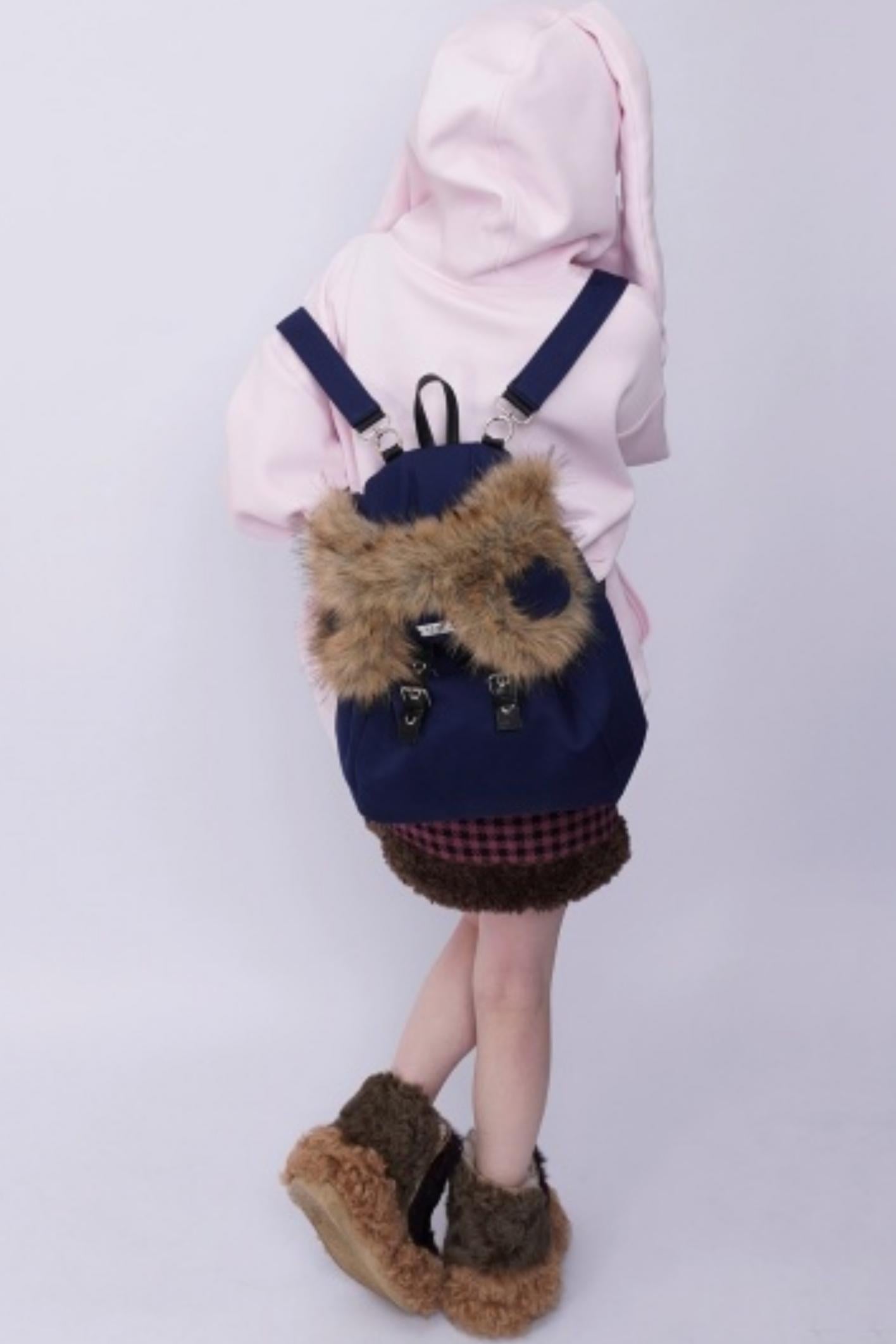 Furry Bear Crossbody Backpack