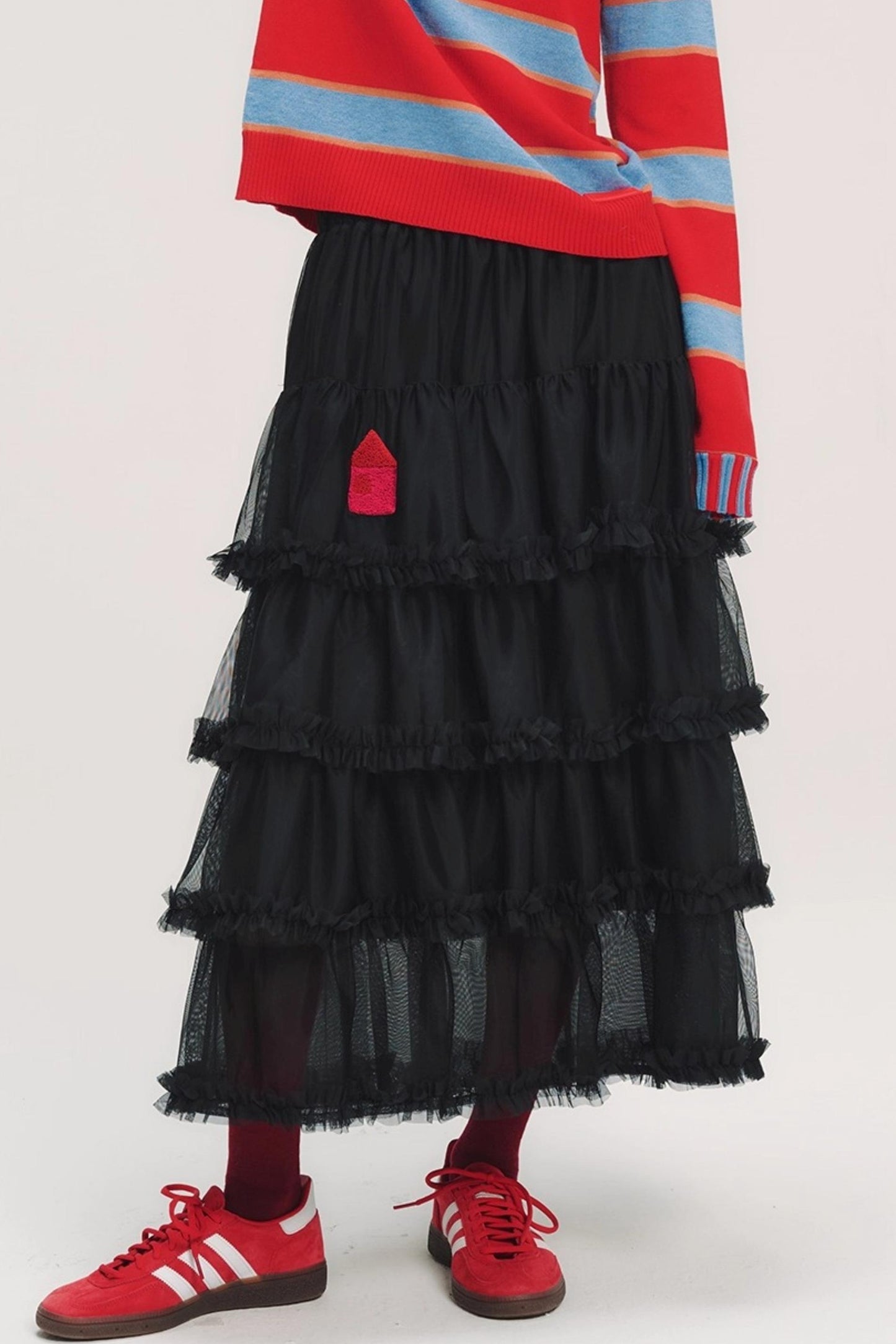 3D Embroidery Ruffled Skirt