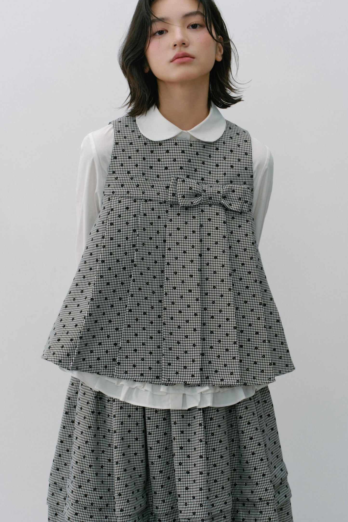 Plaid Flower Puffy Skirt Set-Up