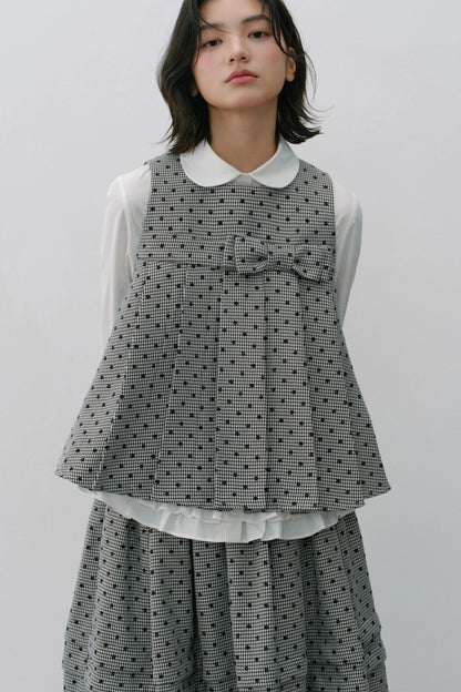 Plaid Flower Puffy Skirt Set-Up